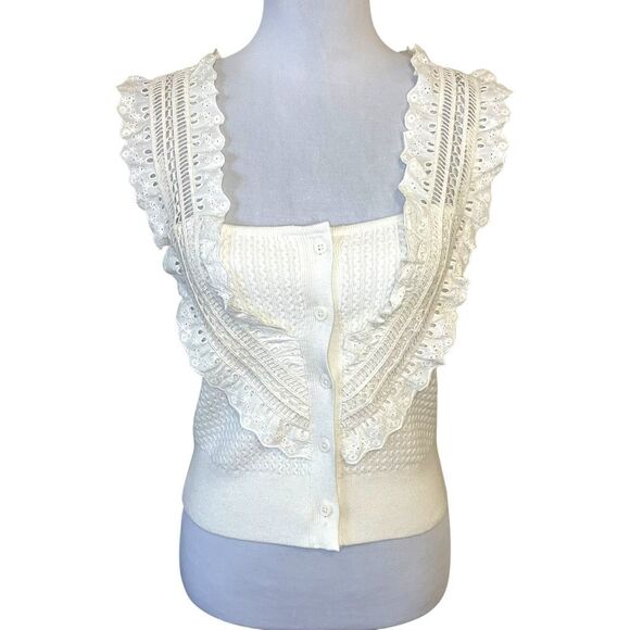 Pilcro Crafted Bib Sweater Tank Cream Size XS - Picture 1 of 12
